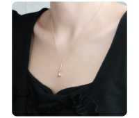 A Rose Designed Gold Plated Silver Necklace SPE-3174n-GP